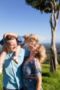 Sunshine Coast Celebrant Jarrad Bayliss with his family.